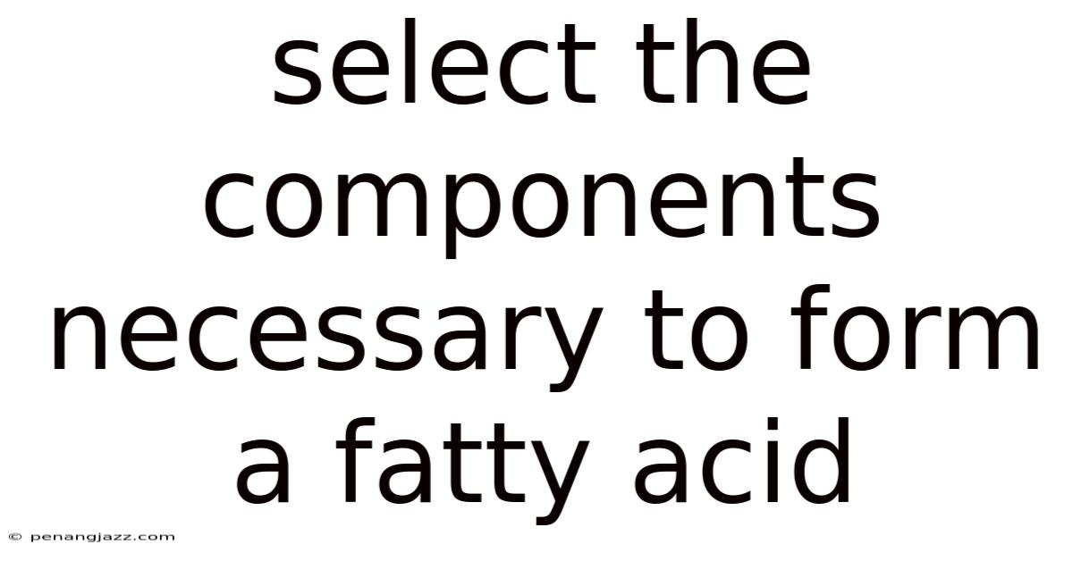 Select The Components Necessary To Form A Fatty Acid