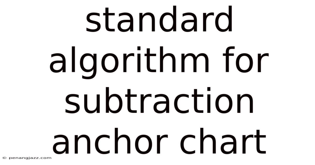 Standard Algorithm For Subtraction Anchor Chart