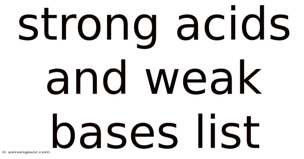 Strong Acids And Weak Bases List