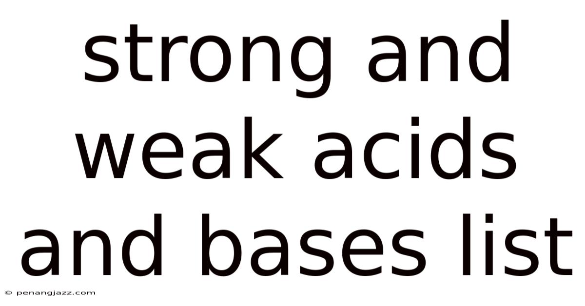 Strong And Weak Acids And Bases List