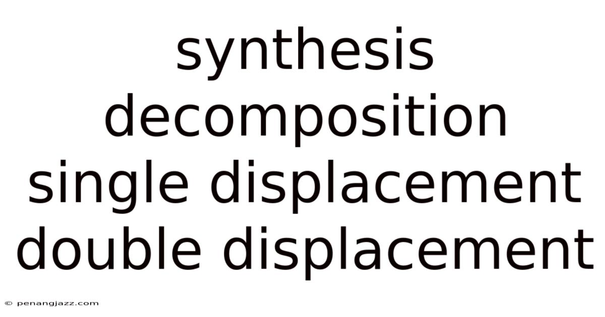 Synthesis Decomposition Single Displacement Double Displacement