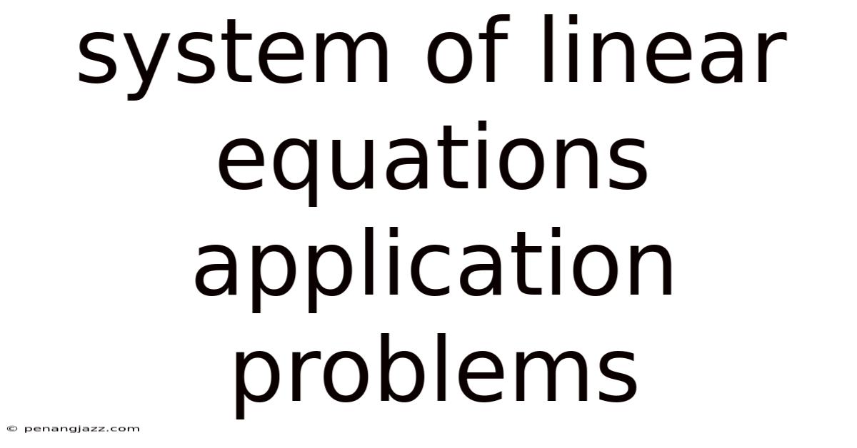 System Of Linear Equations Application Problems