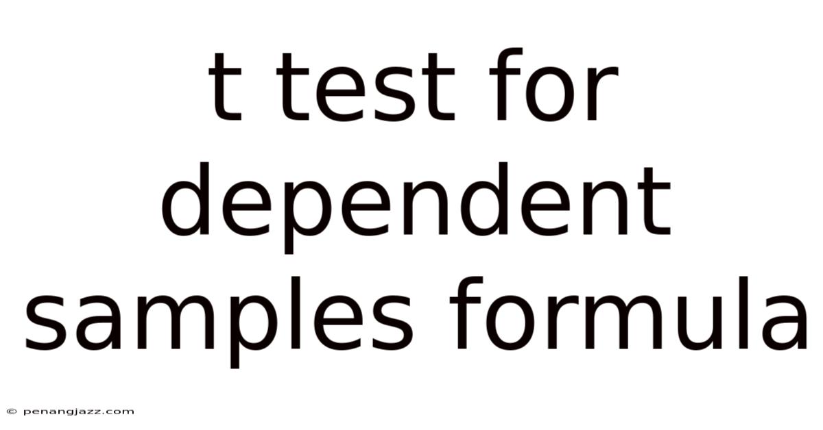 T Test For Dependent Samples Formula