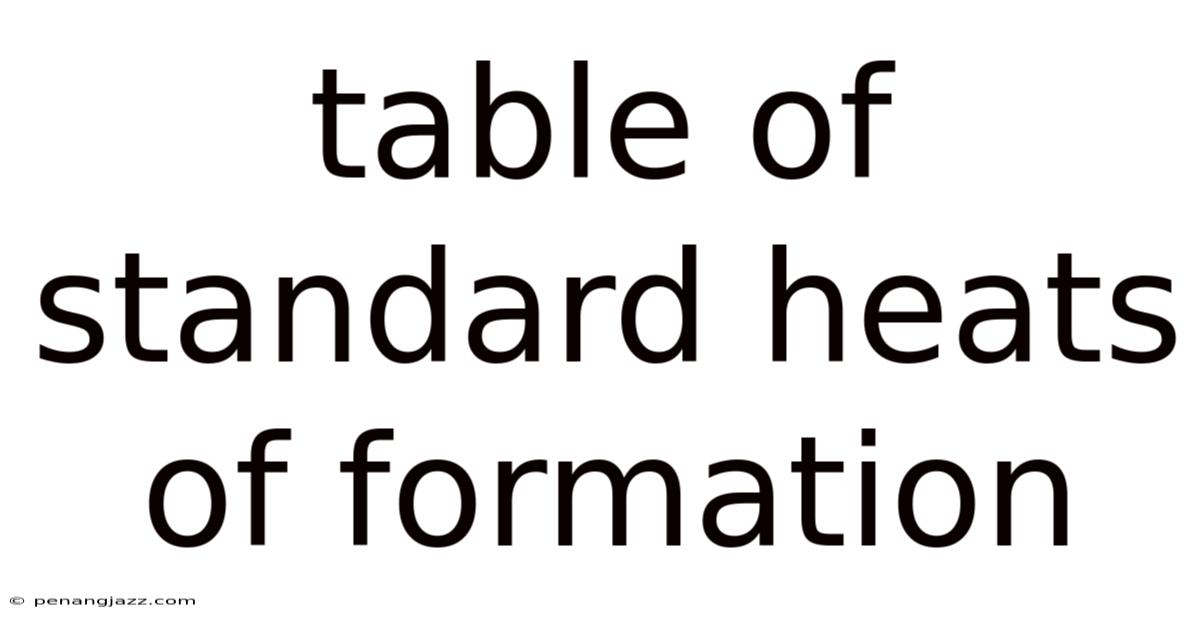 Table Of Standard Heats Of Formation
