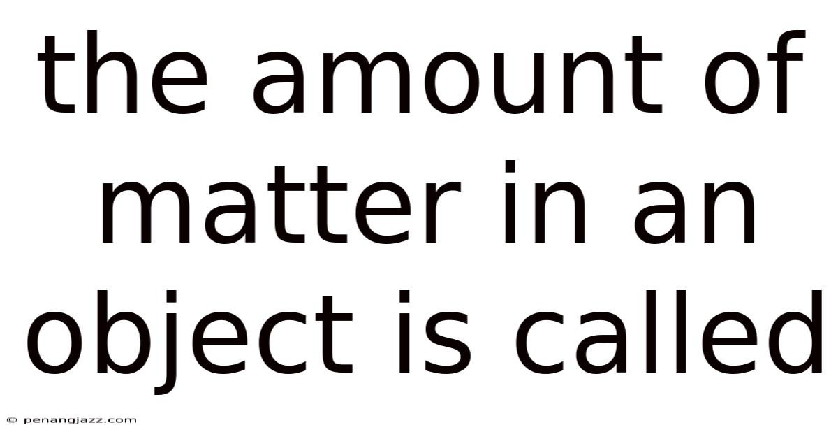 The Amount Of Matter In An Object Is Called