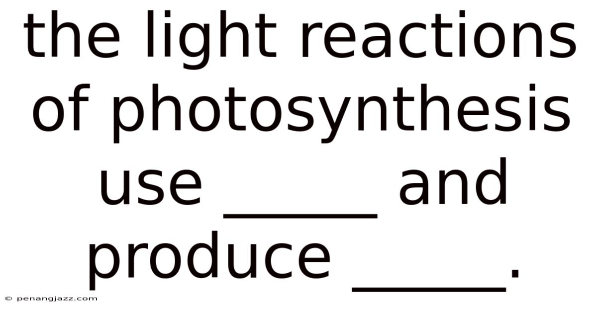 The Light Reactions Of Photosynthesis Use _____ And Produce _____.