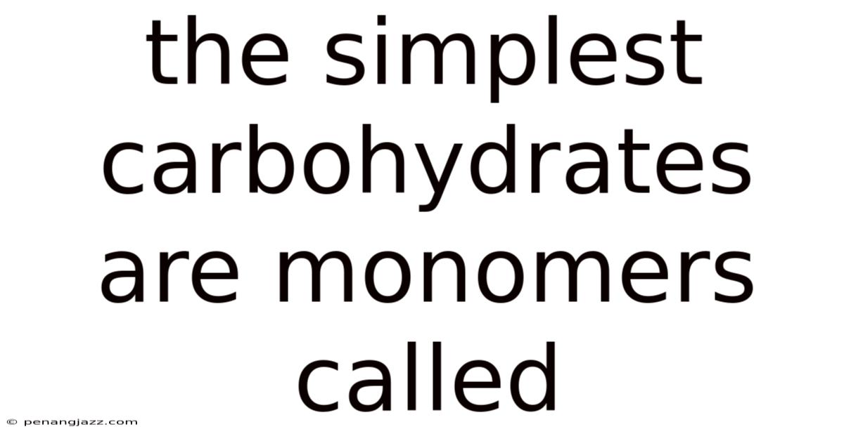 The Simplest Carbohydrates Are Monomers Called