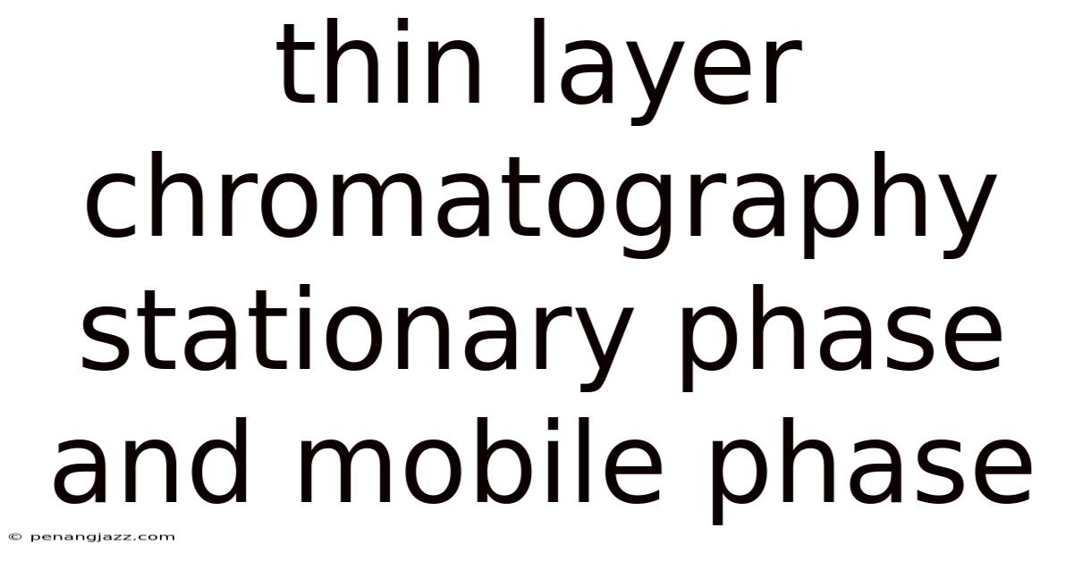Thin Layer Chromatography Stationary Phase And Mobile Phase