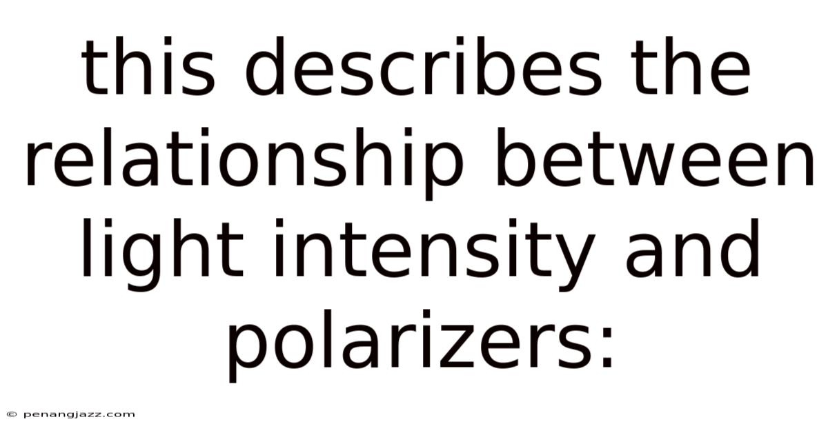 This Describes The Relationship Between Light Intensity And Polarizers: