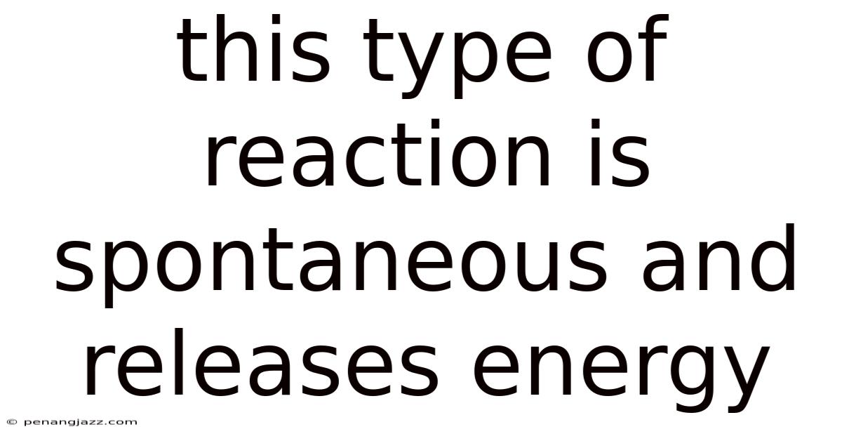 This Type Of Reaction Is Spontaneous And Releases Energy