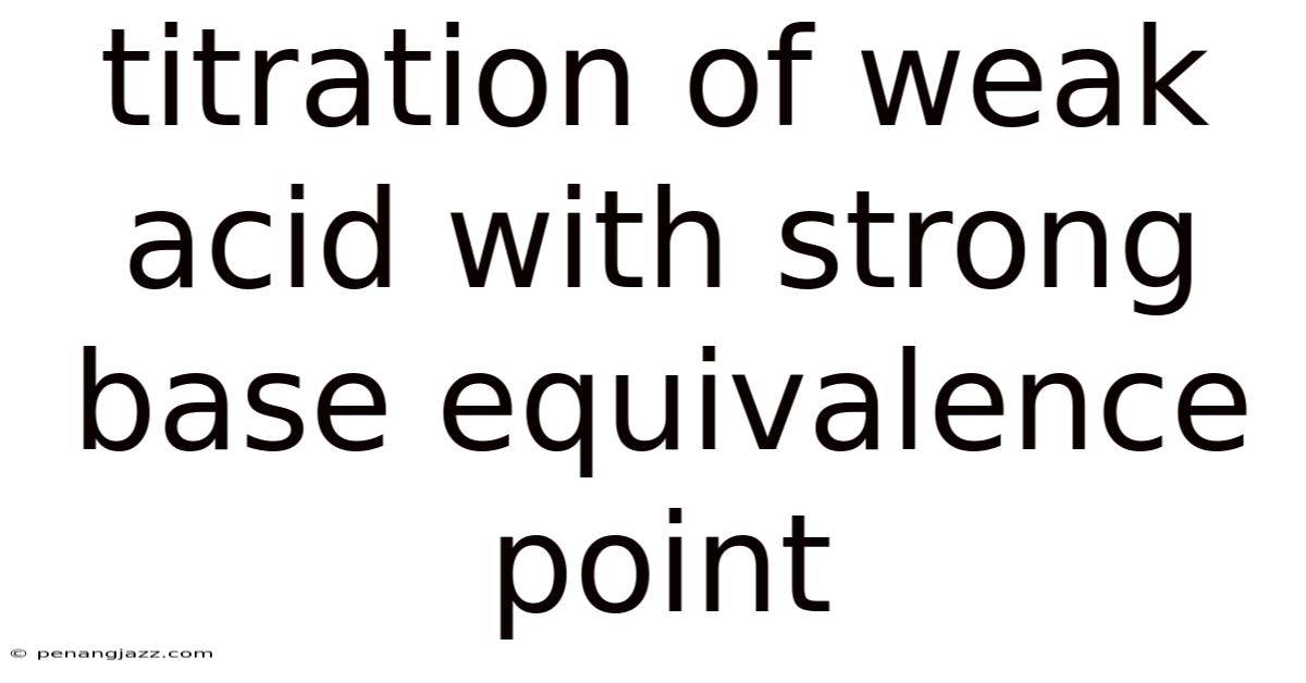 Titration Of Weak Acid With Strong Base Equivalence Point
