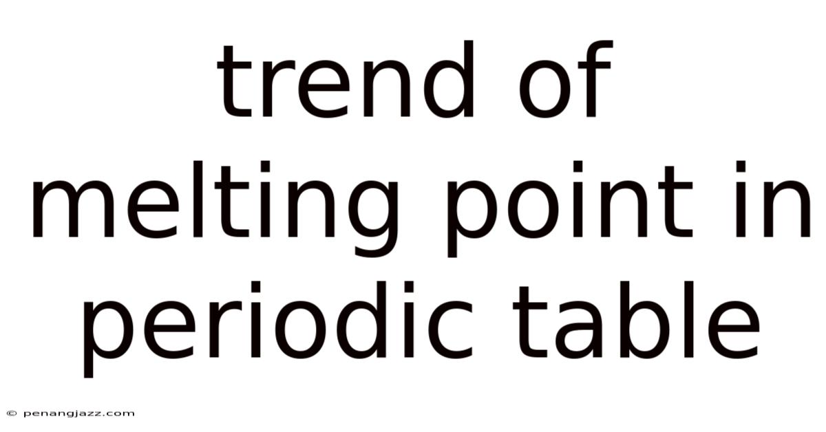 Trend Of Melting Point In Periodic Table