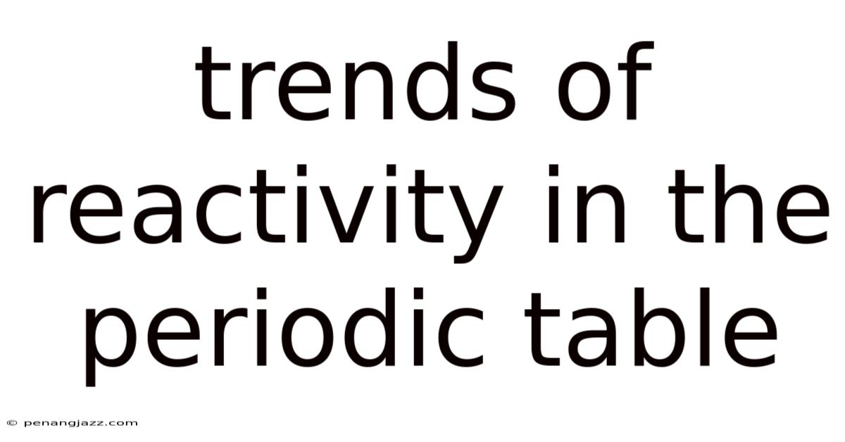 Trends Of Reactivity In The Periodic Table