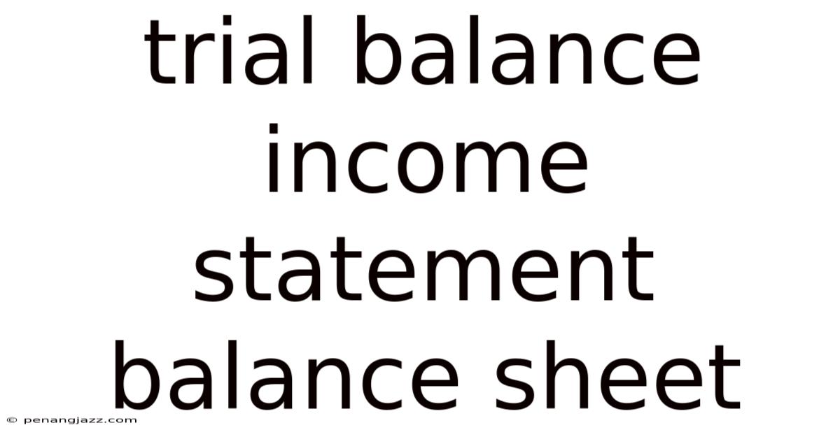 Trial Balance Income Statement Balance Sheet