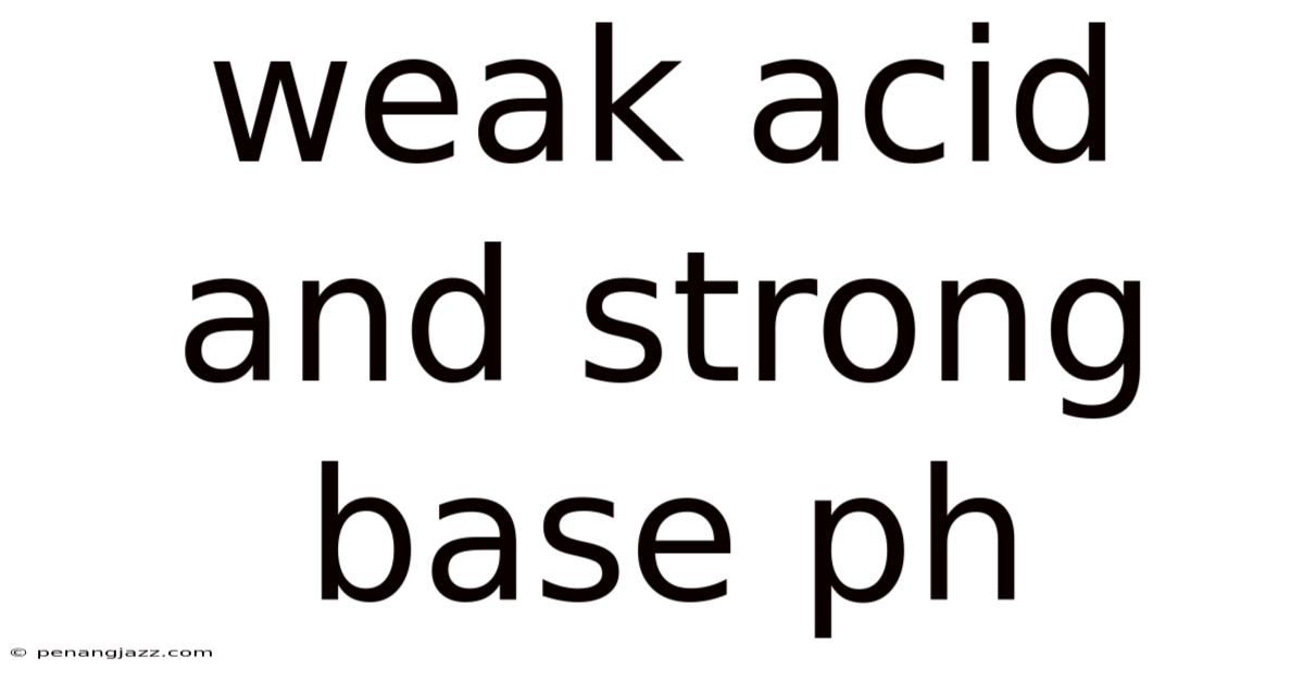 Weak Acid And Strong Base Ph