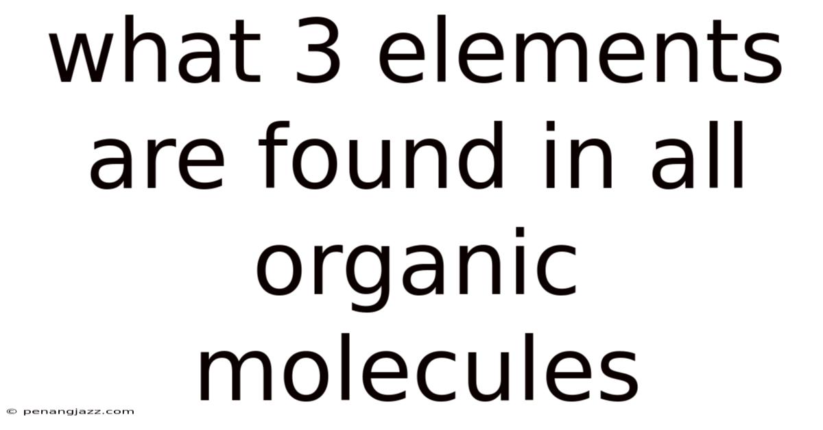 What 3 Elements Are Found In All Organic Molecules