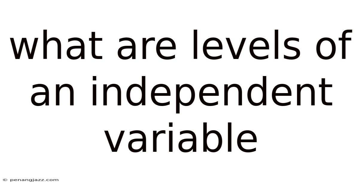 What Are Levels Of An Independent Variable