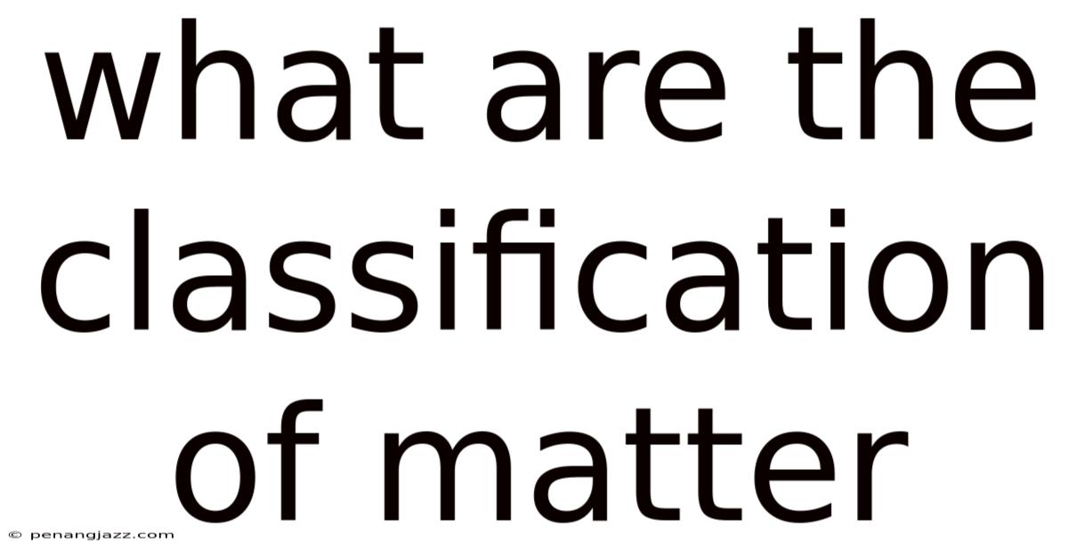 What Are The Classification Of Matter