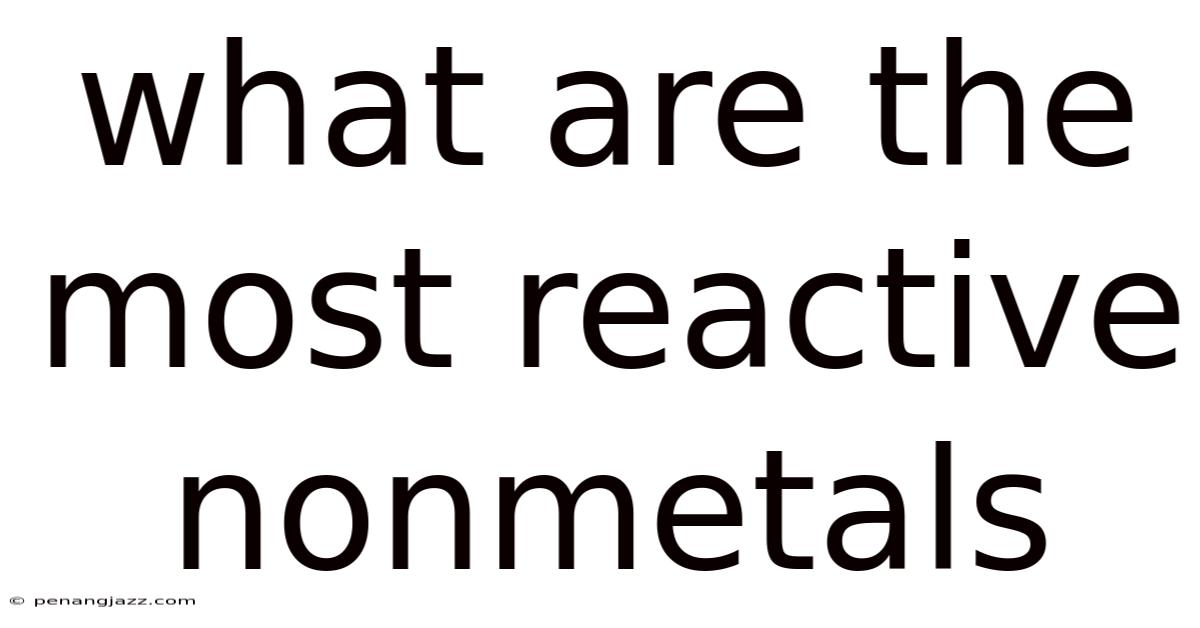 What Are The Most Reactive Nonmetals