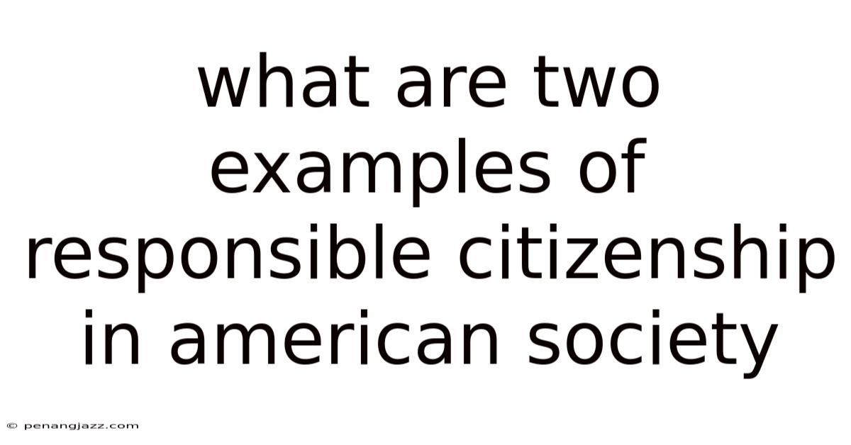 What Are Two Examples Of Responsible Citizenship In American Society