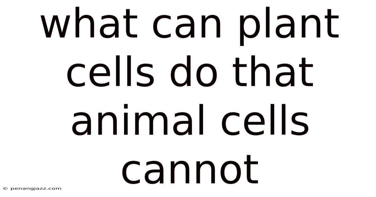 What Can Plant Cells Do That Animal Cells Cannot
