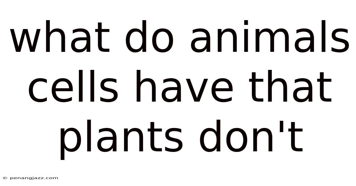 What Do Animals Cells Have That Plants Don't