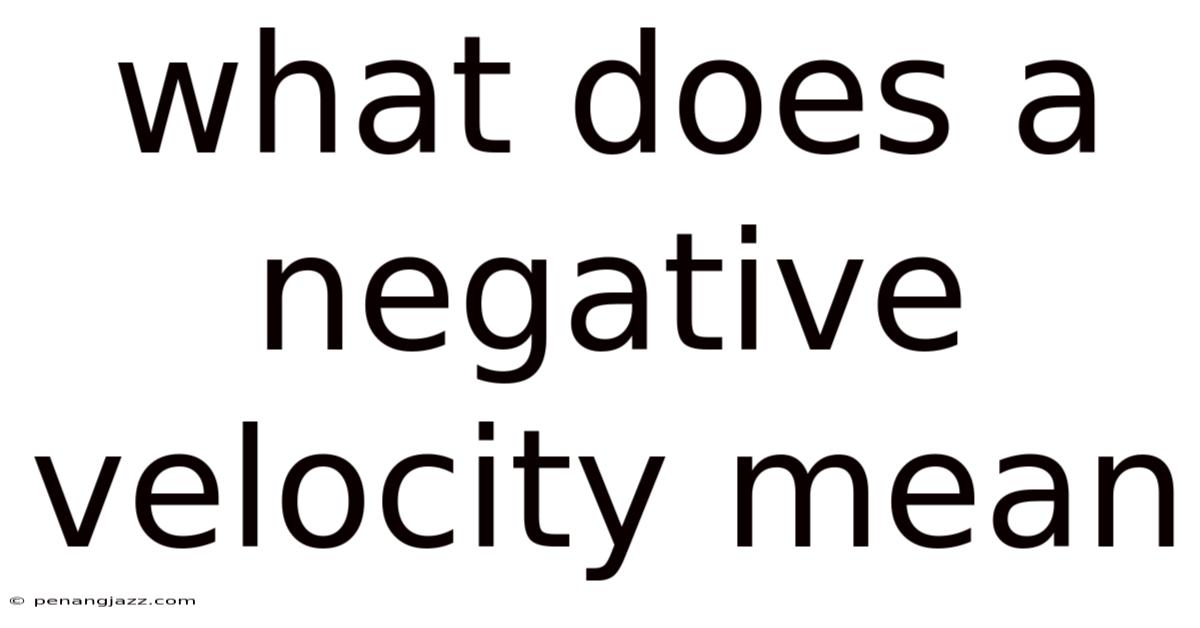 What Does A Negative Velocity Mean