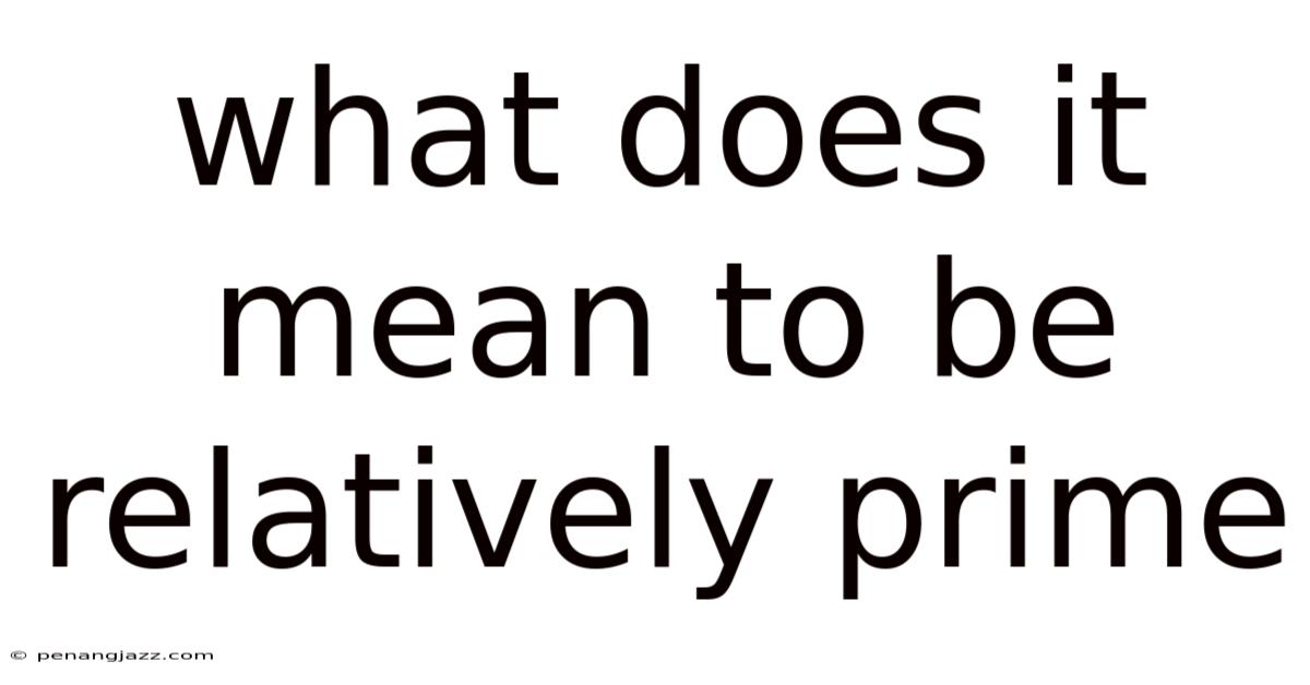 What Does It Mean To Be Relatively Prime