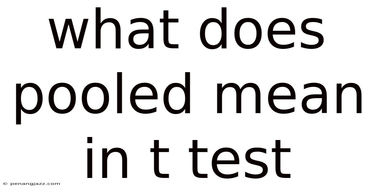 What Does Pooled Mean In T Test