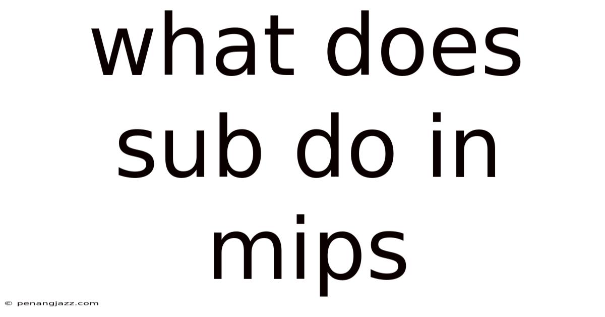What Does Sub Do In Mips