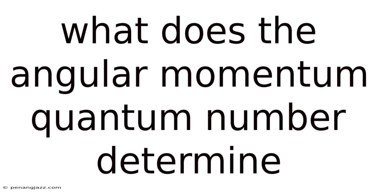 What Does The Angular Momentum Quantum Number Determine