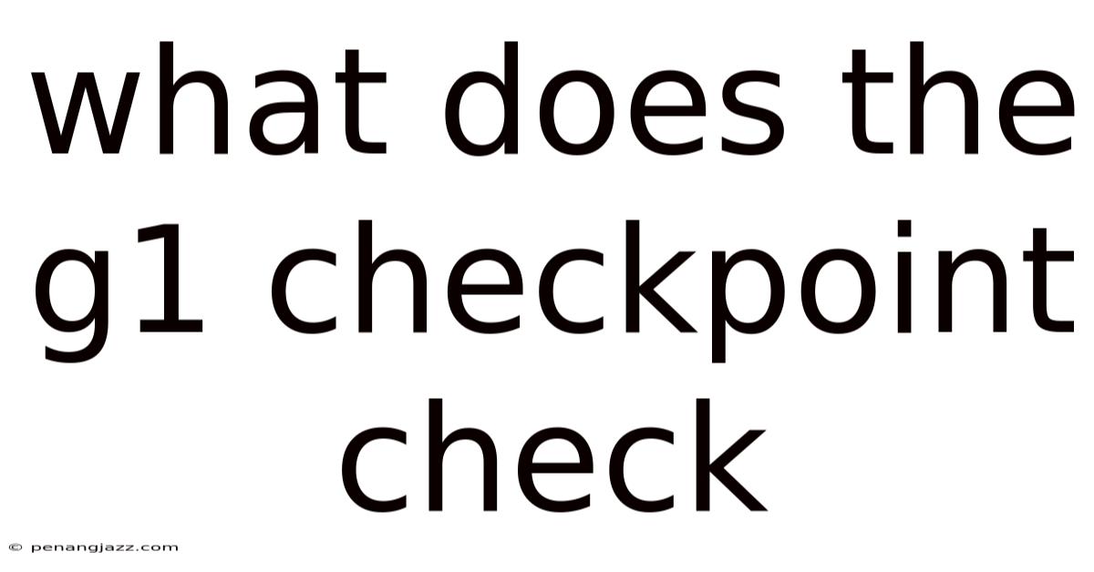 What Does The G1 Checkpoint Check