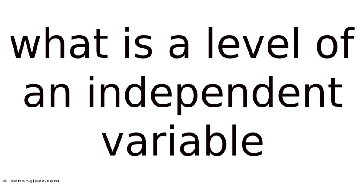 What Is A Level Of An Independent Variable