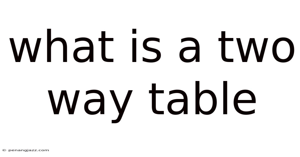 What Is A Two Way Table