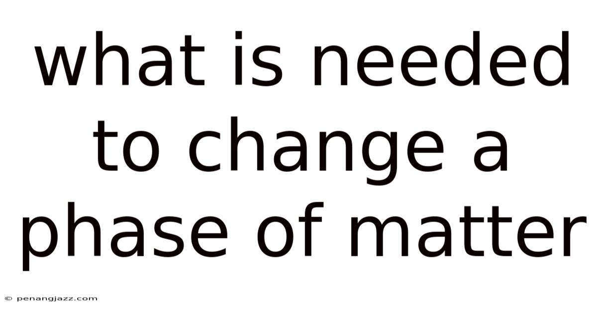 What Is Needed To Change A Phase Of Matter