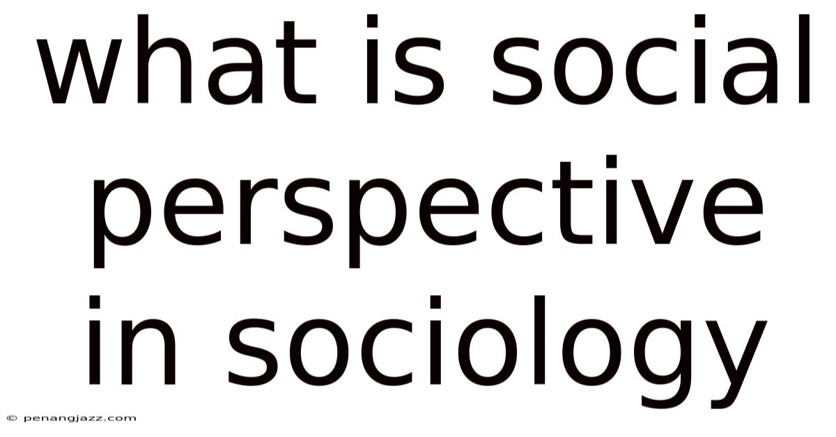 What Is Social Perspective In Sociology