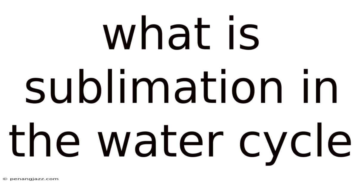 What Is Sublimation In The Water Cycle