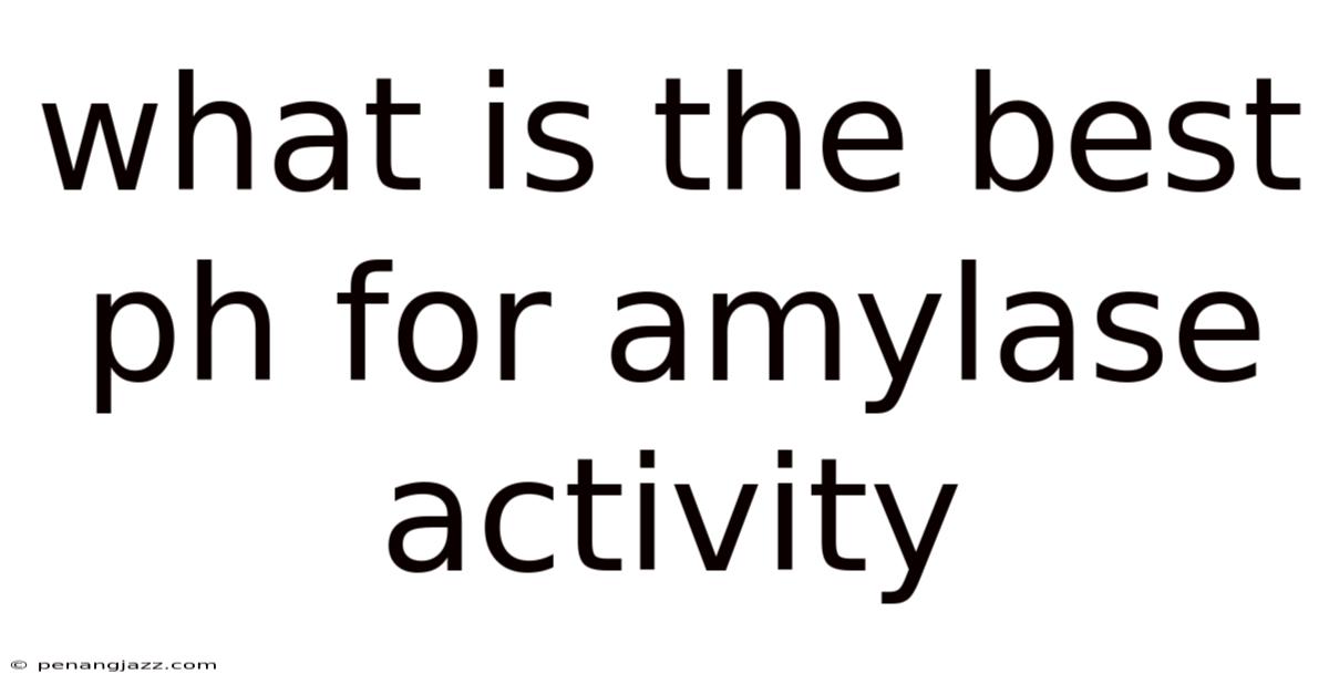 What Is The Best Ph For Amylase Activity