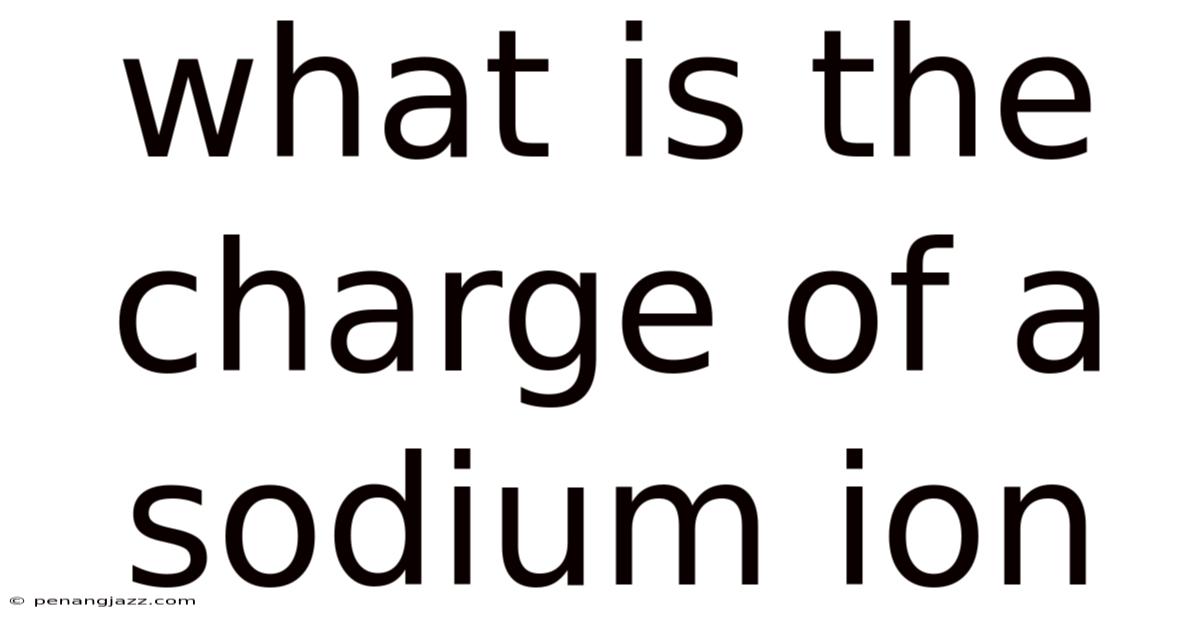 What Is The Charge Of A Sodium Ion