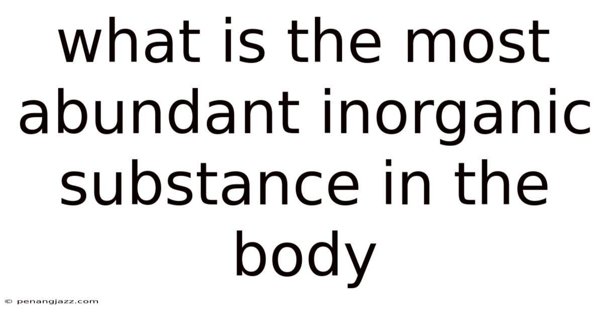 What Is The Most Abundant Inorganic Substance In The Body