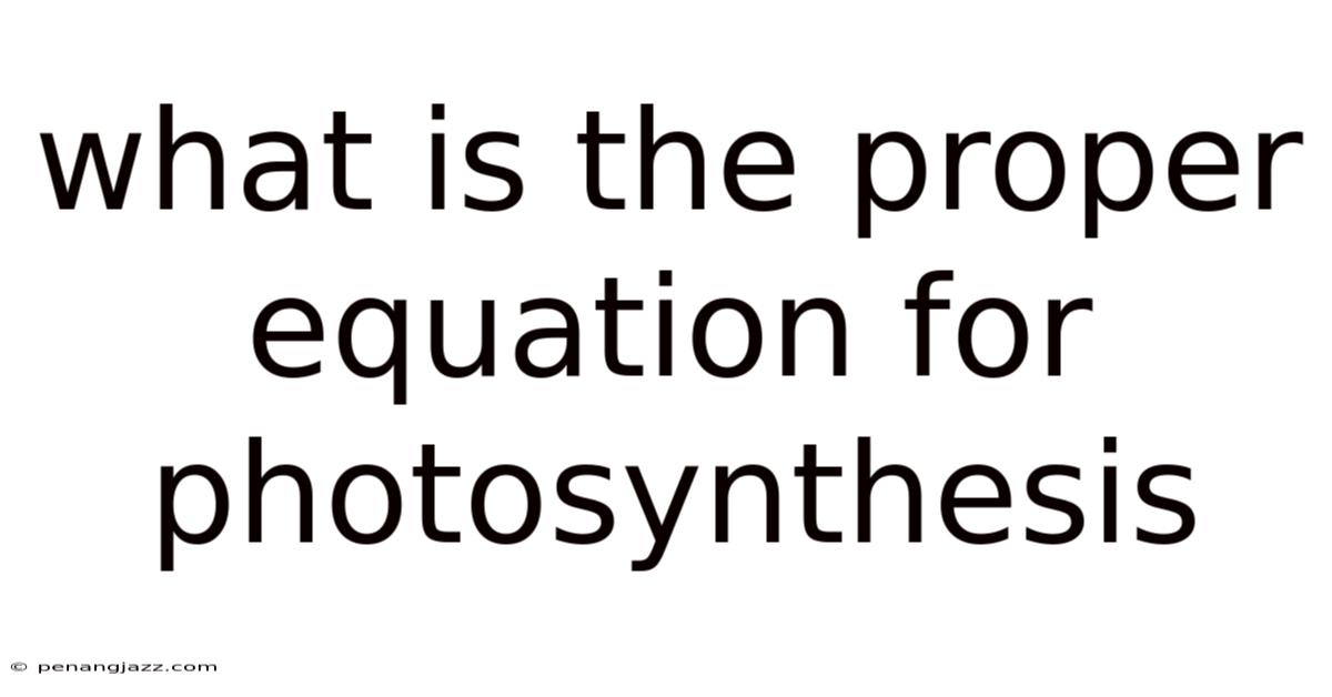 What Is The Proper Equation For Photosynthesis