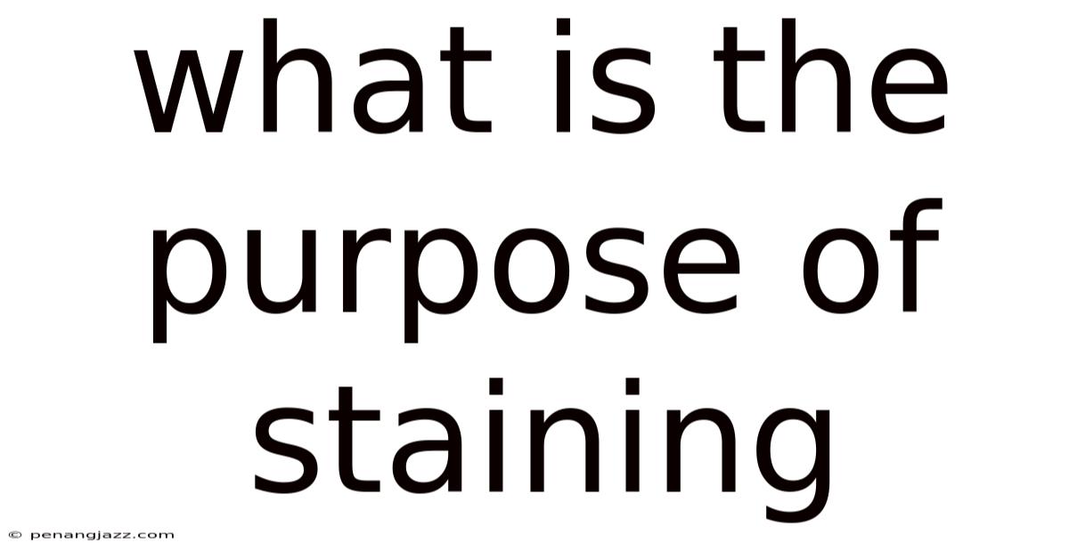 What Is The Purpose Of Staining