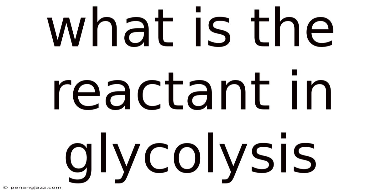 What Is The Reactant In Glycolysis