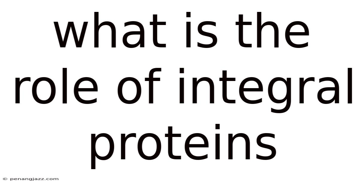 What Is The Role Of Integral Proteins
