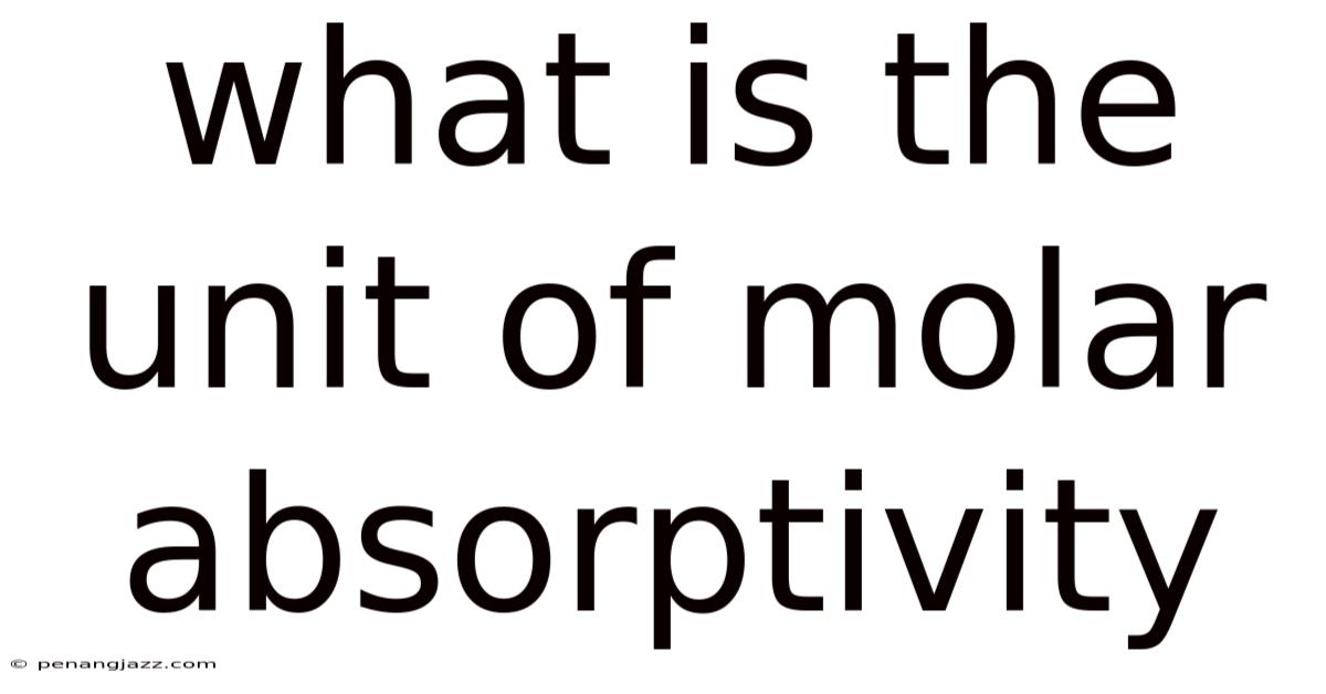What Is The Unit Of Molar Absorptivity