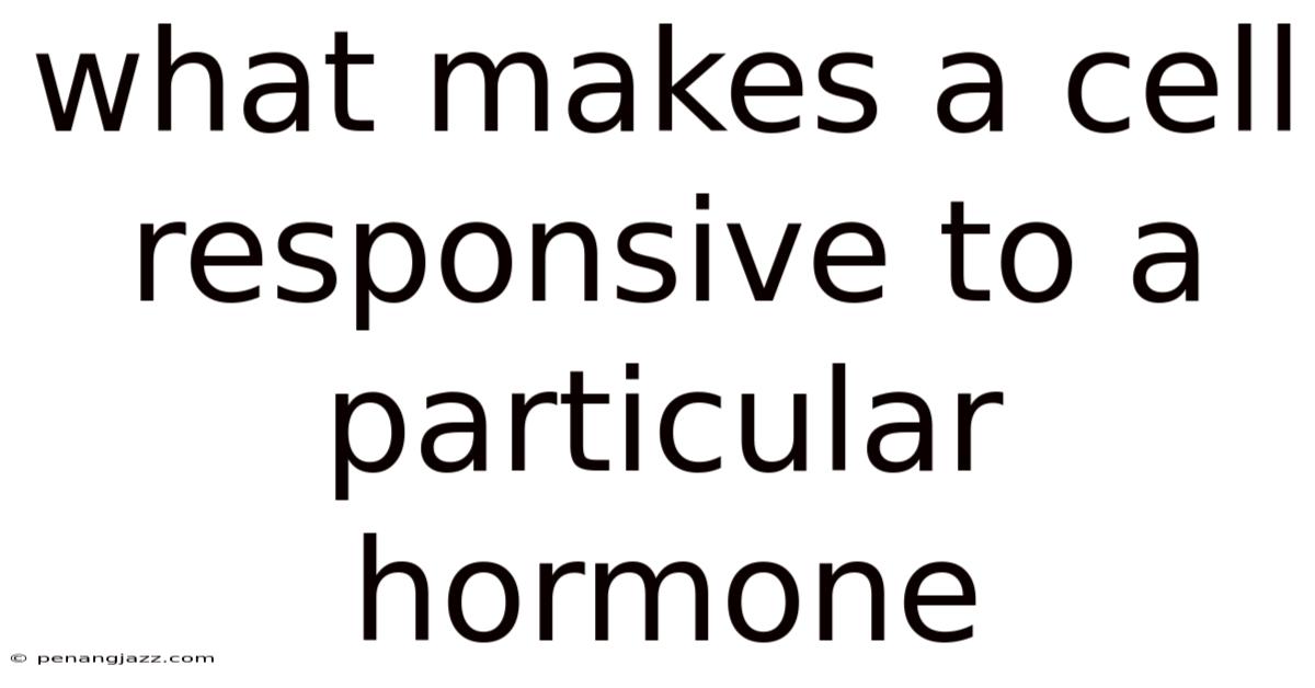 What Makes A Cell Responsive To A Particular Hormone