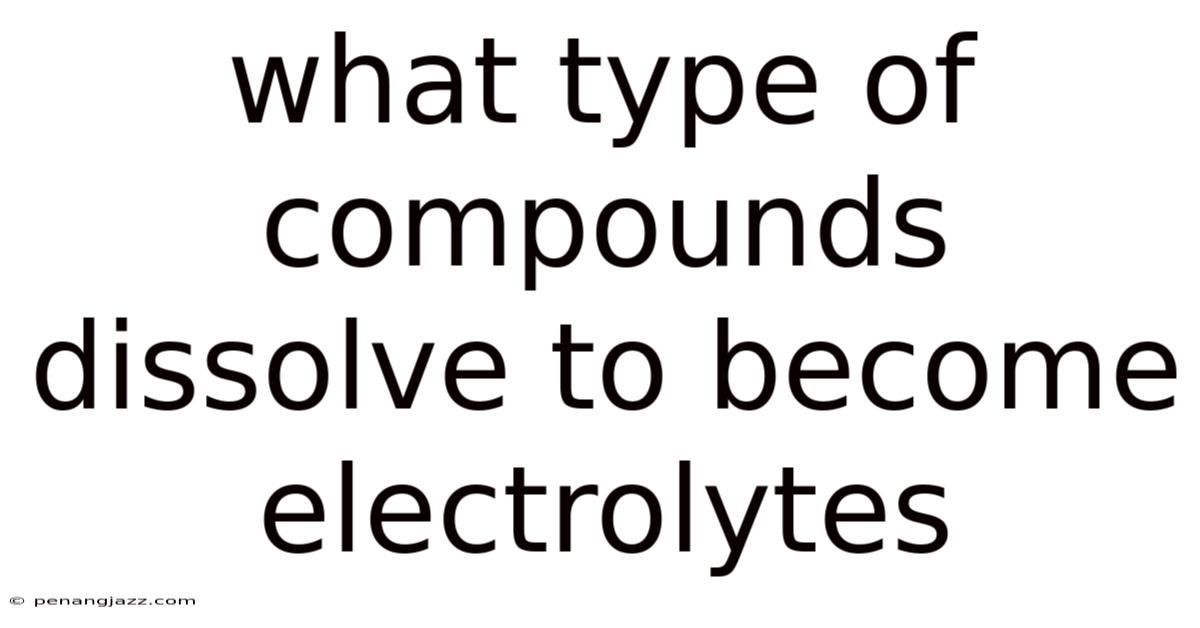 What Type Of Compounds Dissolve To Become Electrolytes