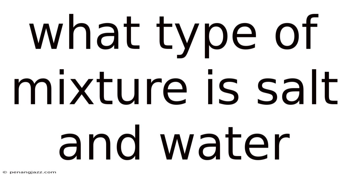 What Type Of Mixture Is Salt And Water