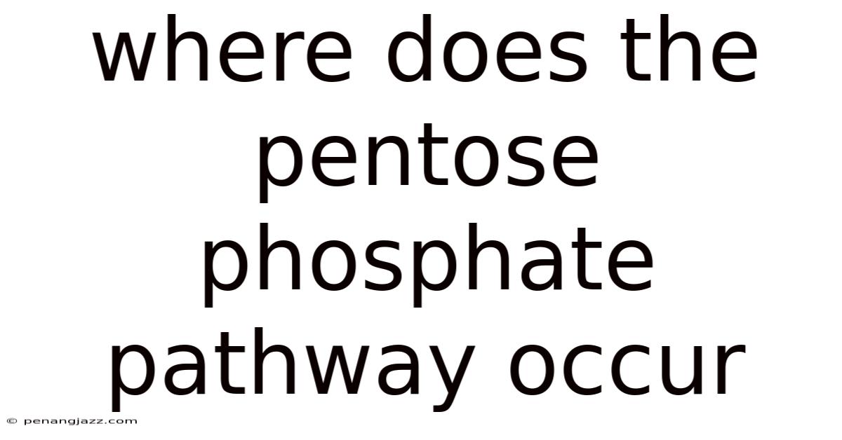 Where Does The Pentose Phosphate Pathway Occur