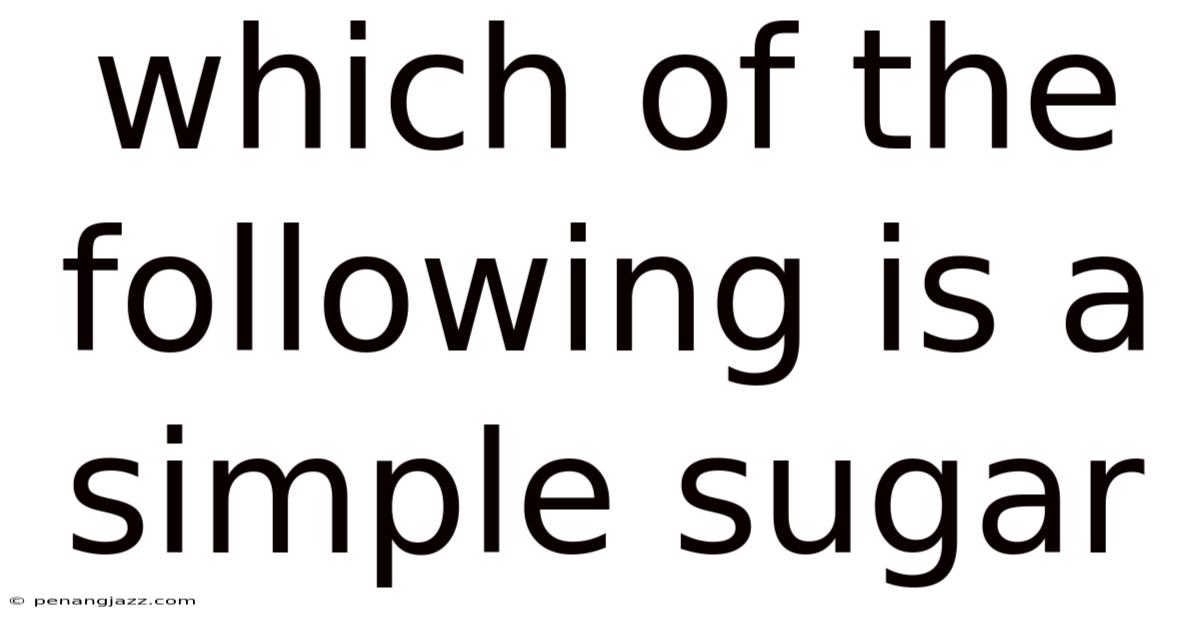 Which Of The Following Is A Simple Sugar